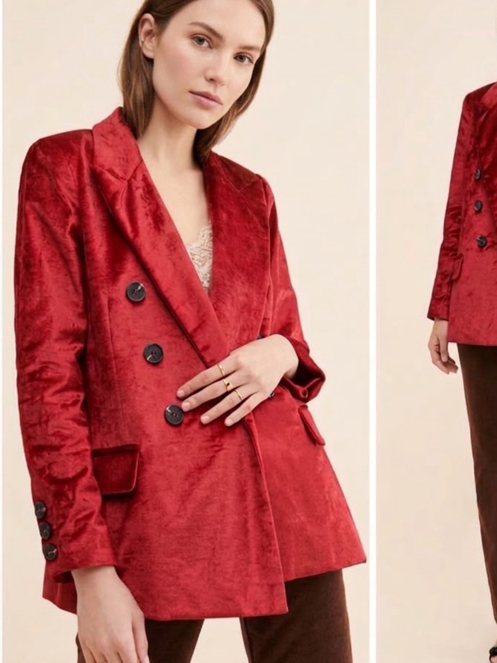 Free People Red Velvet Ashby Blazer, size L